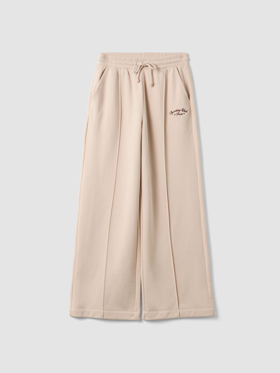 Beige cotton-blend straight-fit joggers_3