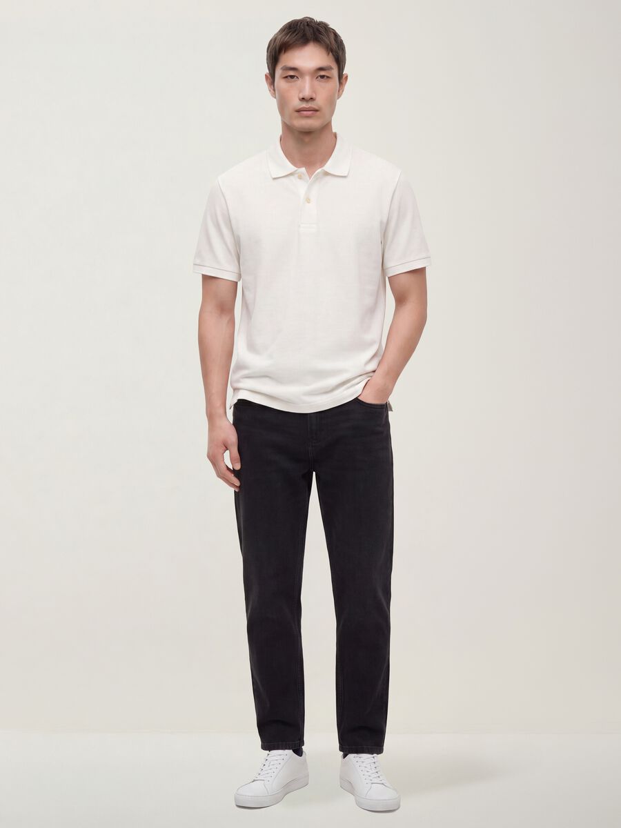 Black regular tapered jeans in a cotton, lyocell and viscose blend_0