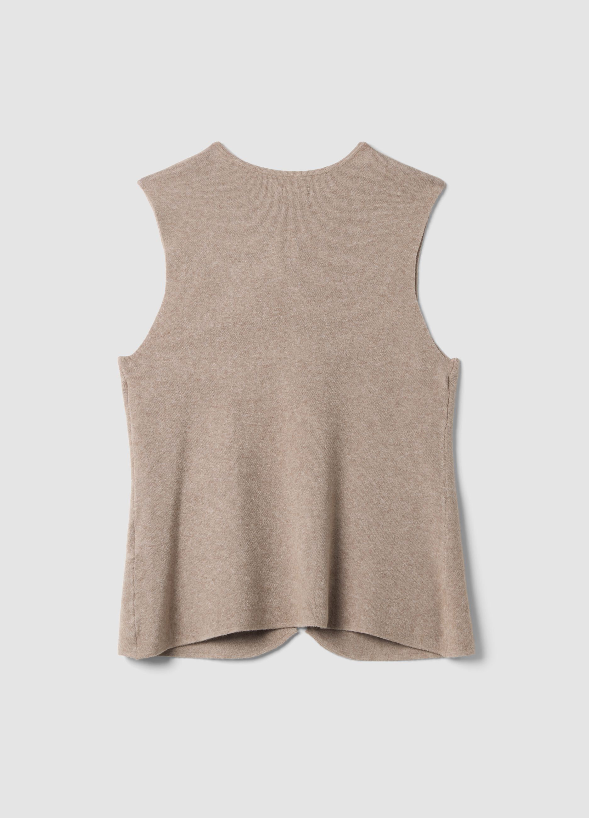 Beige Weste aus Viskosemix mit Schmuckkn&ouml;pfen