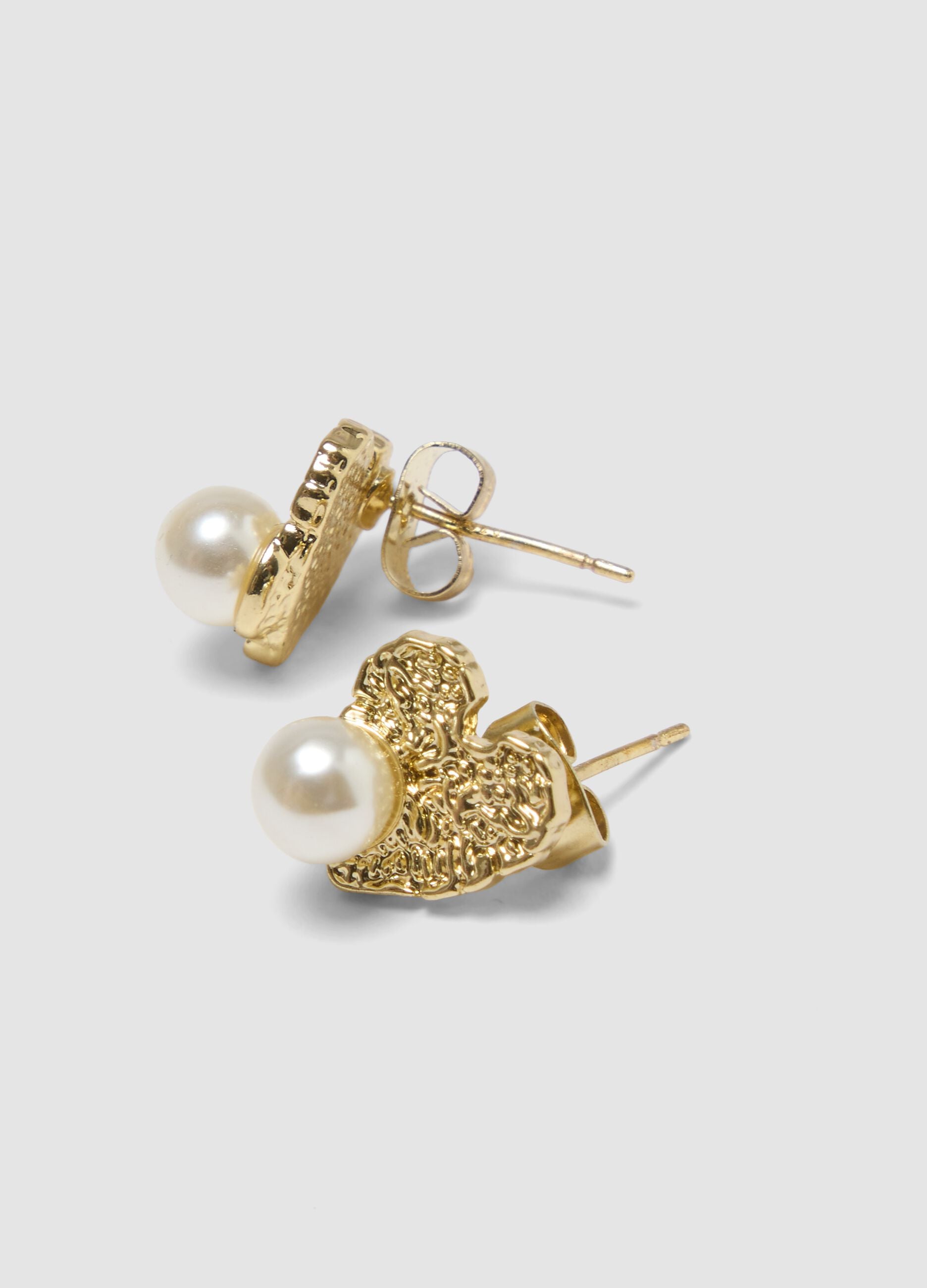 Gold-tone heart stud earrings