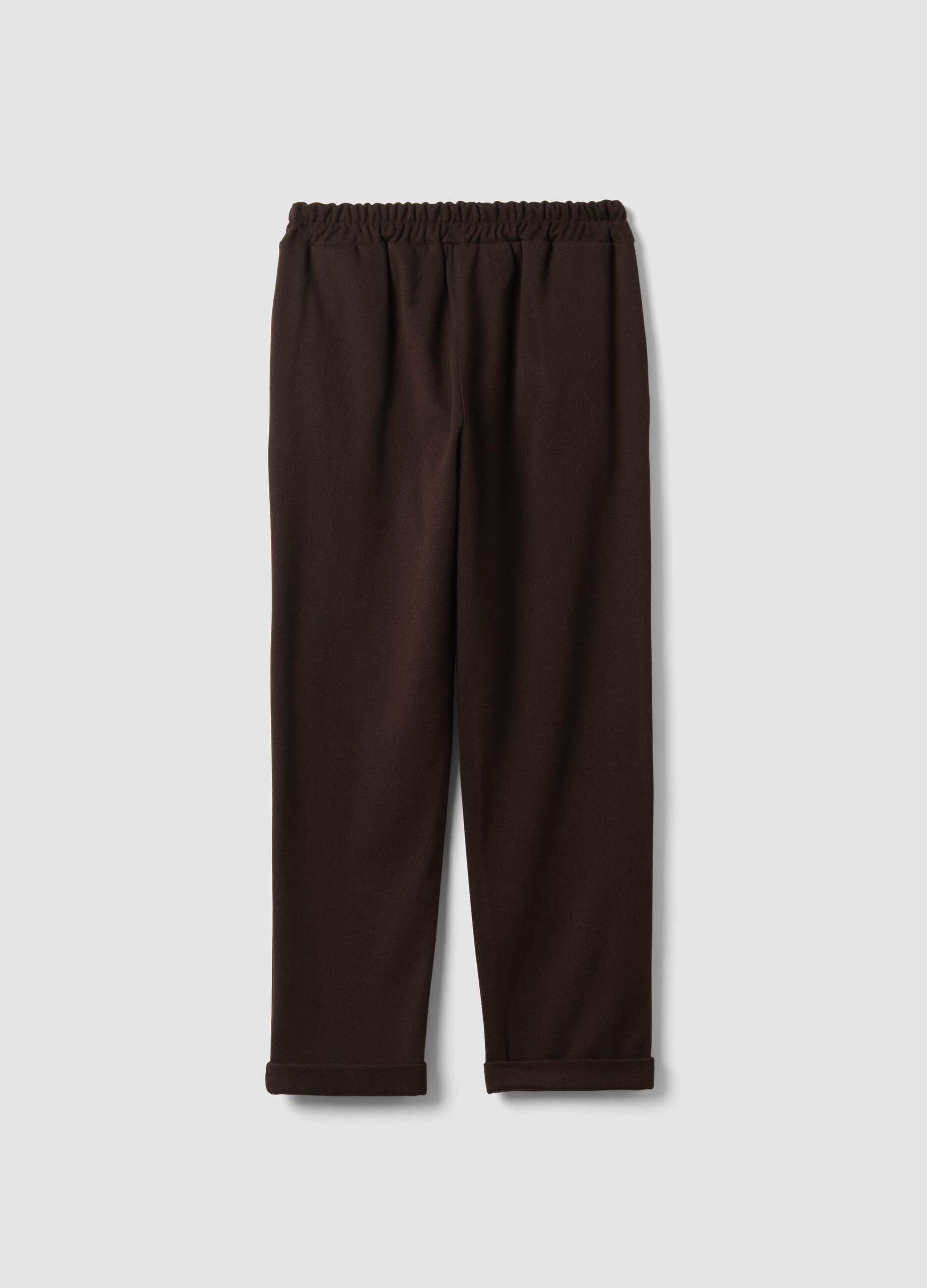 Pantaloni marroni regular fit con motivo chevron