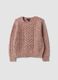 Pink cable-knit wool-blend jumper with crew neck, regular fit_0