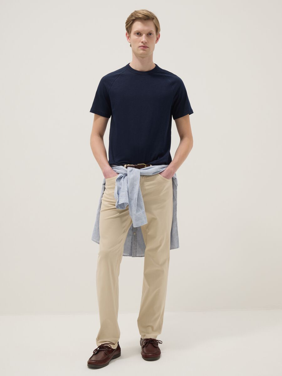 Regular fit blue pure cotton T-shirt_2