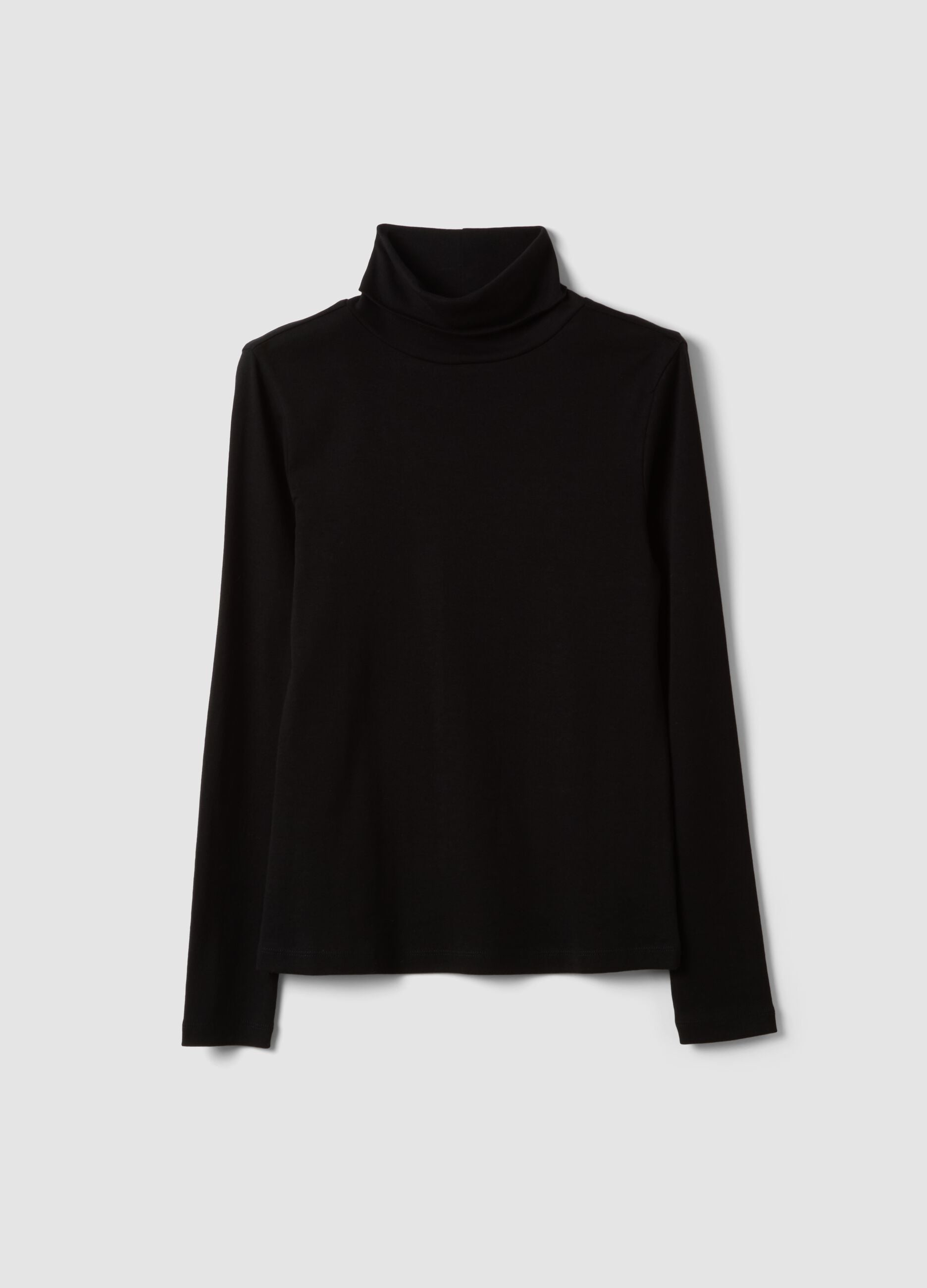 Schwarzes Longsleeve-T-Shirt aus reiner Baumwolle mit Rundhalsausschnitt