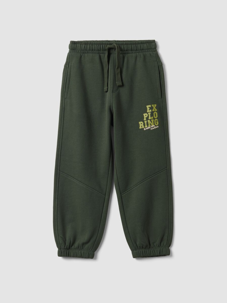 Green pure cotton fleece over-fit jogger trousers_0