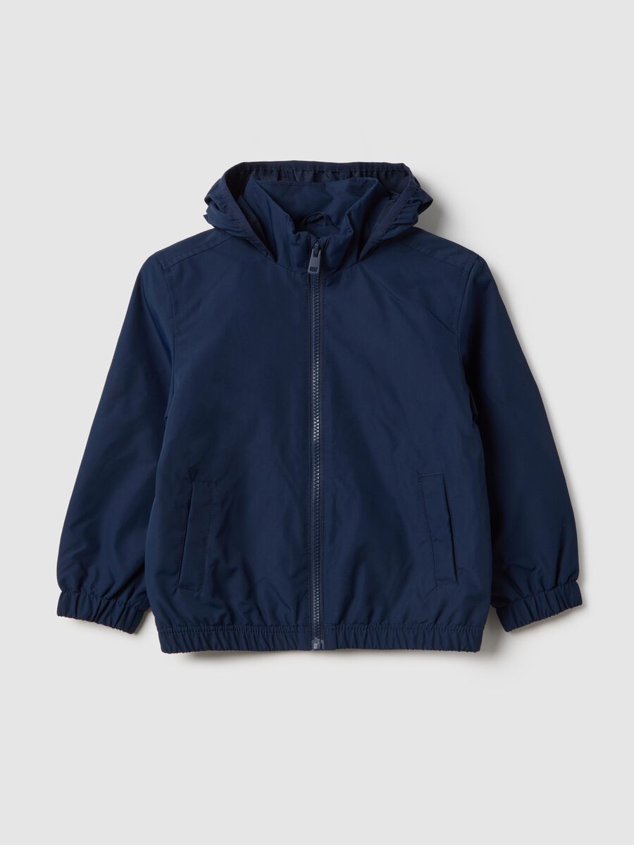 Child's blue regular fit jacket with full zip and hood_0