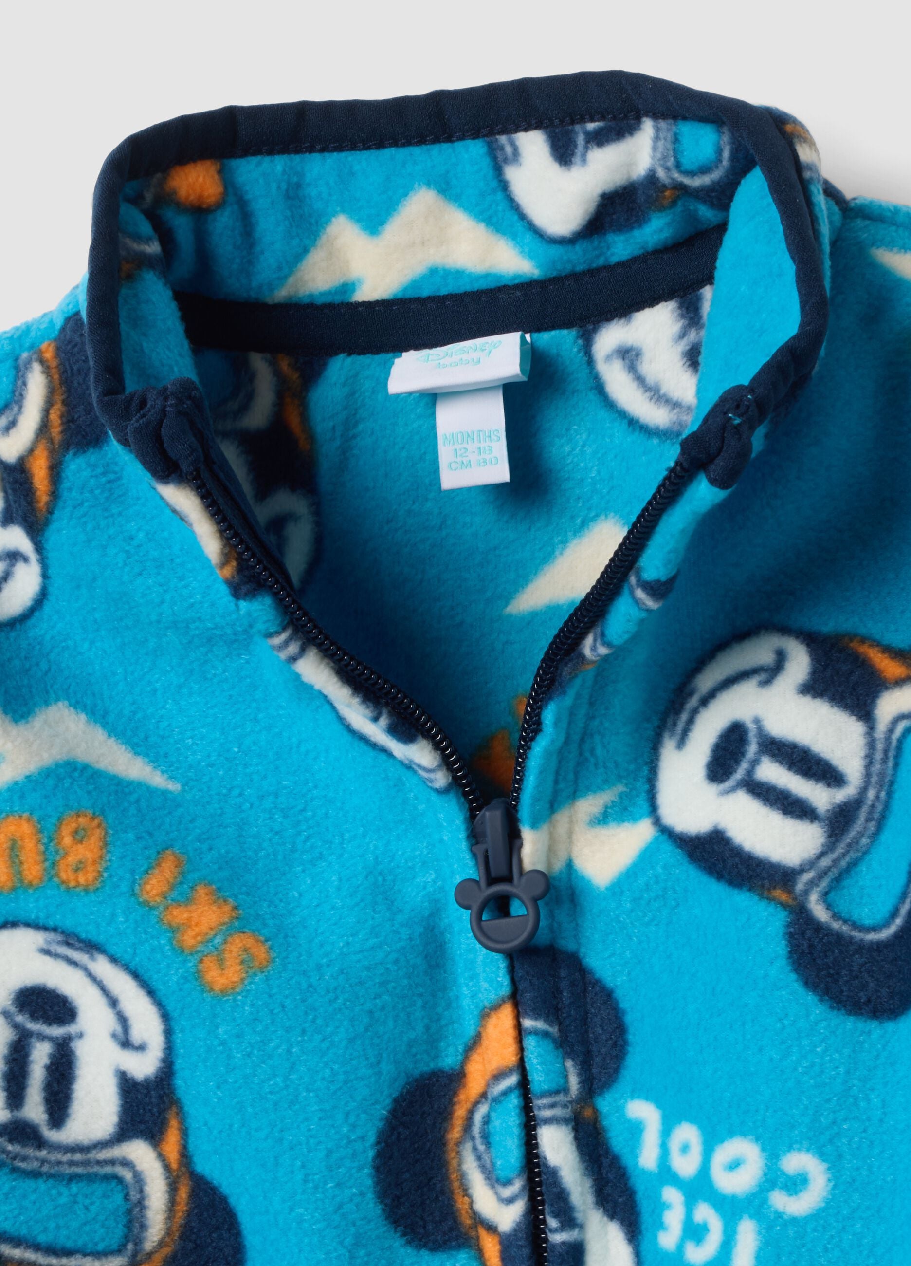 Ocean-blue crew-neck sweatshirt with Mickey print