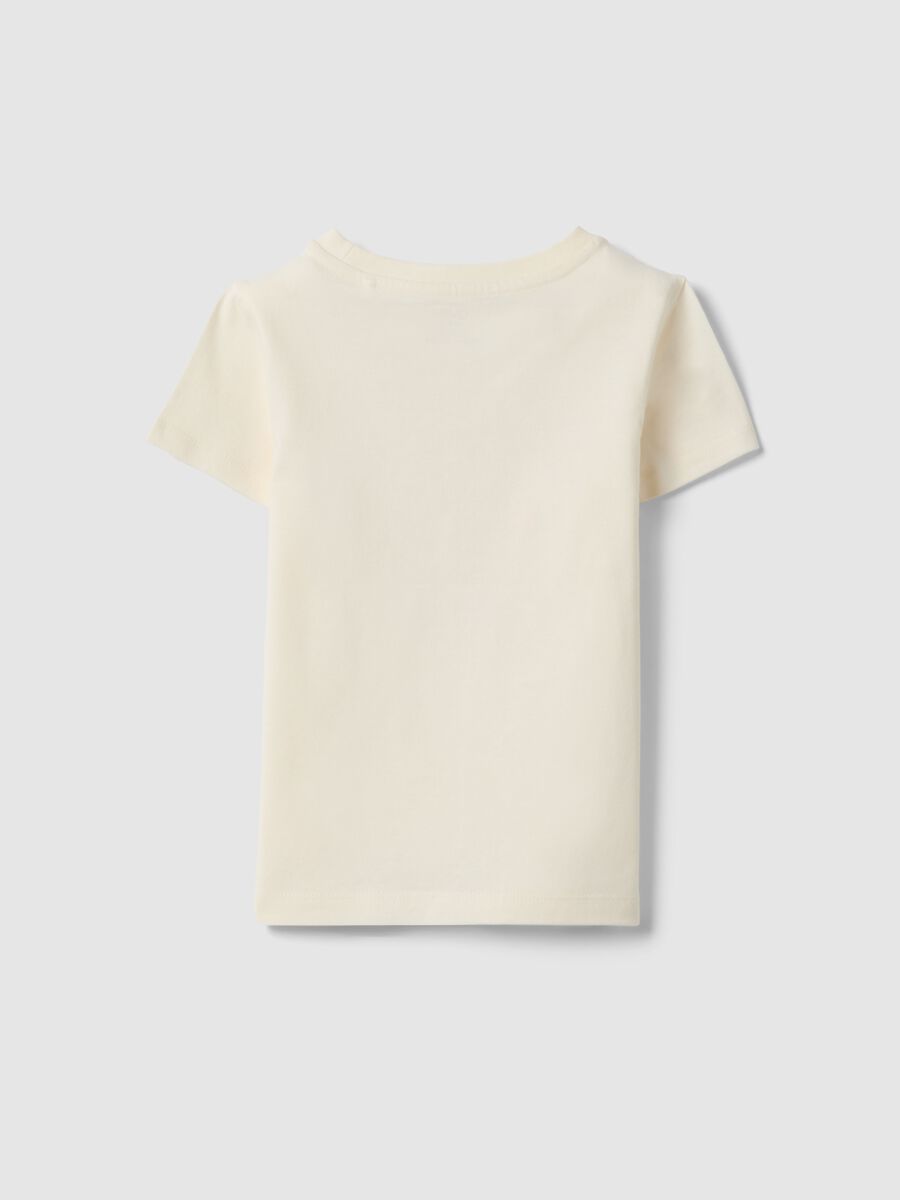 Beige pure cotton regular fit t-shirt with print for girls_1