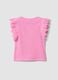 Girls&rsquo; pink stretch cotton vest top with ruffles_4