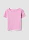 Camiseta rosa de algod&oacute;n puro con cuello redondo_4