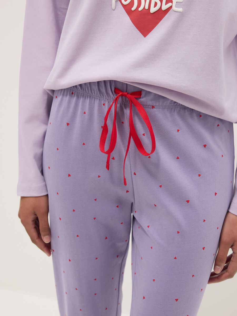 Purple pure cotton regular fit pyjamas with heart design_3