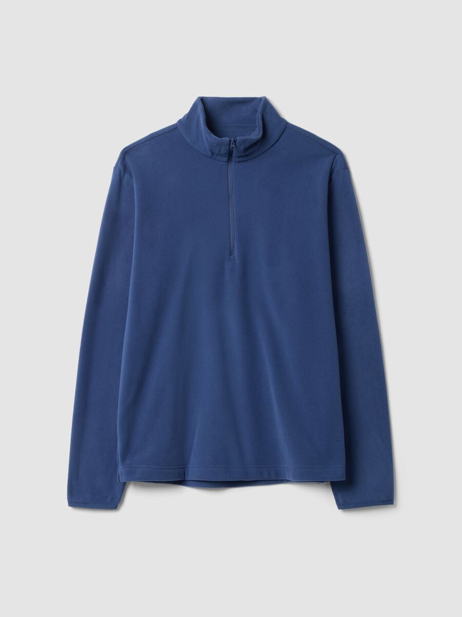 Felpa blu half zip regular fit in pile_0