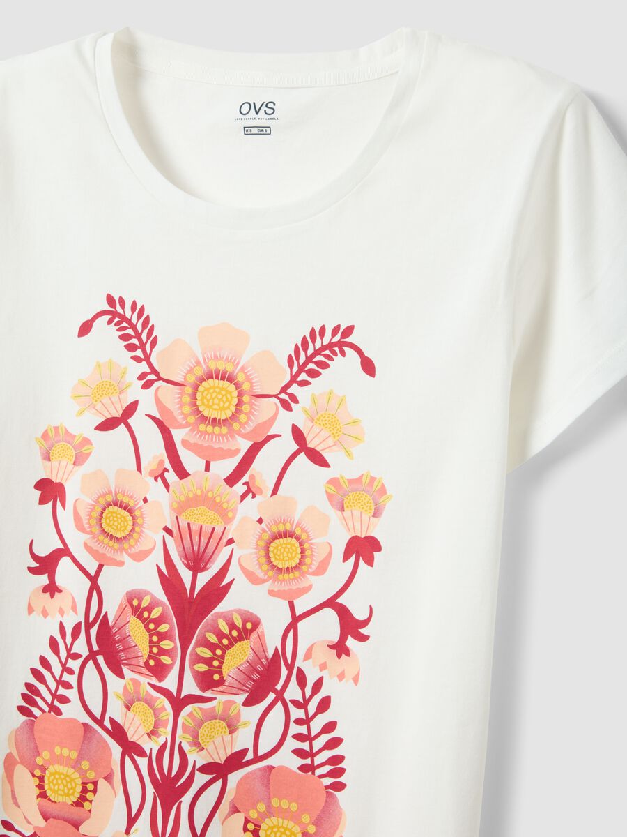 White pure cotton floral print regular fit nightdress_5