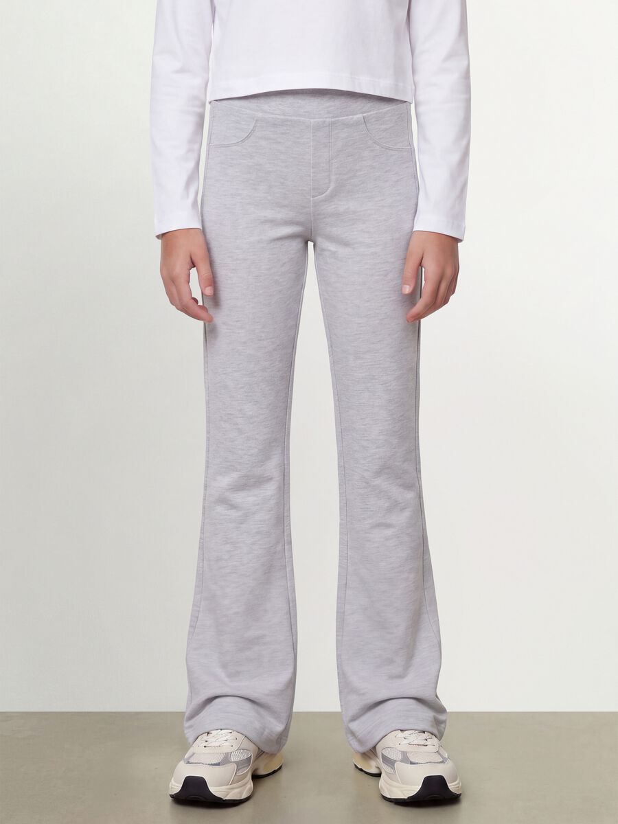 Girls' slim-fit stretch organic cotton grey trousers_1