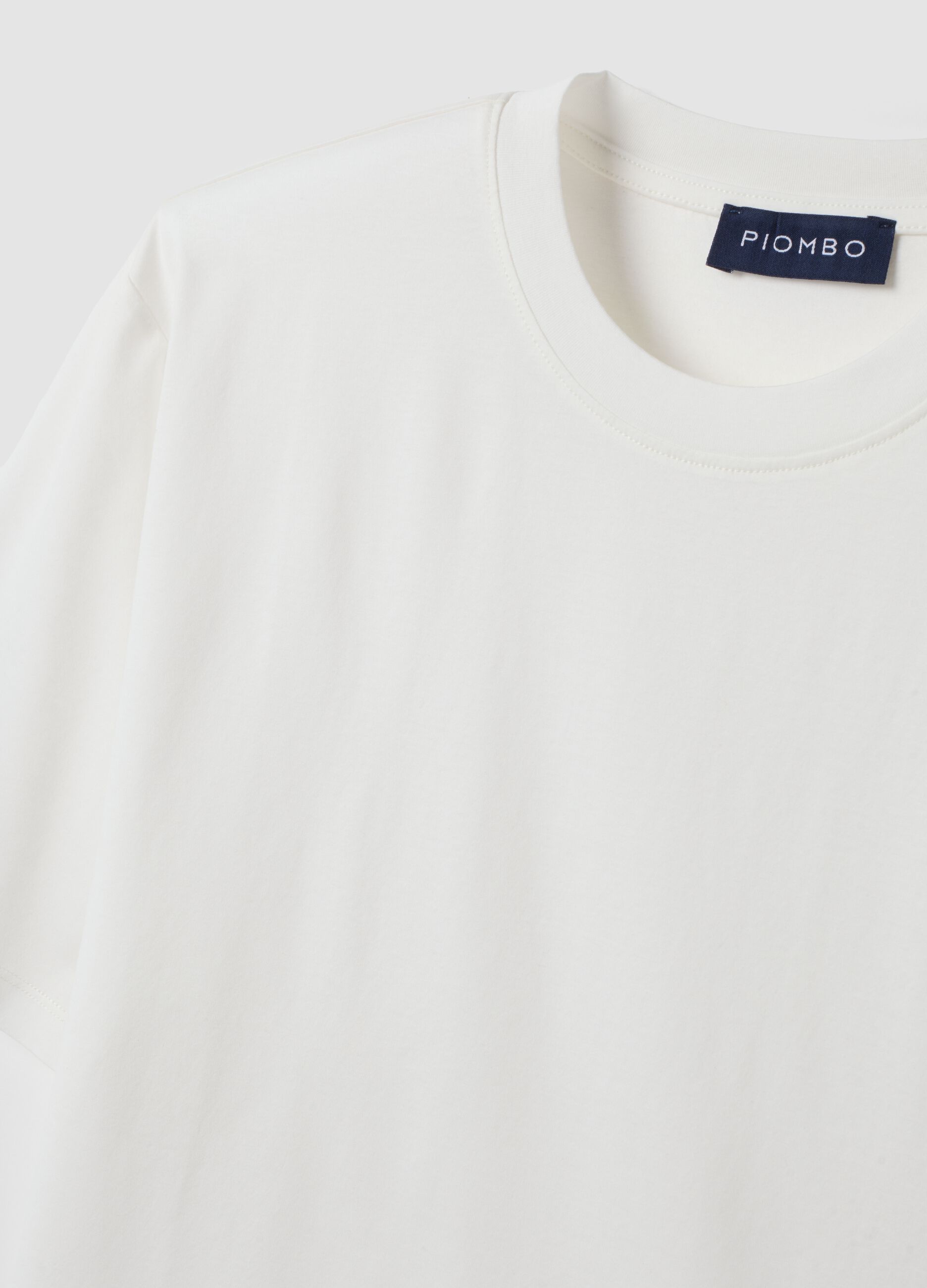 White pure cotton jersey T-shirt with crew neck, relaxed fit