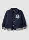 Regular fit blue jacket with striped cuffs for boys_0