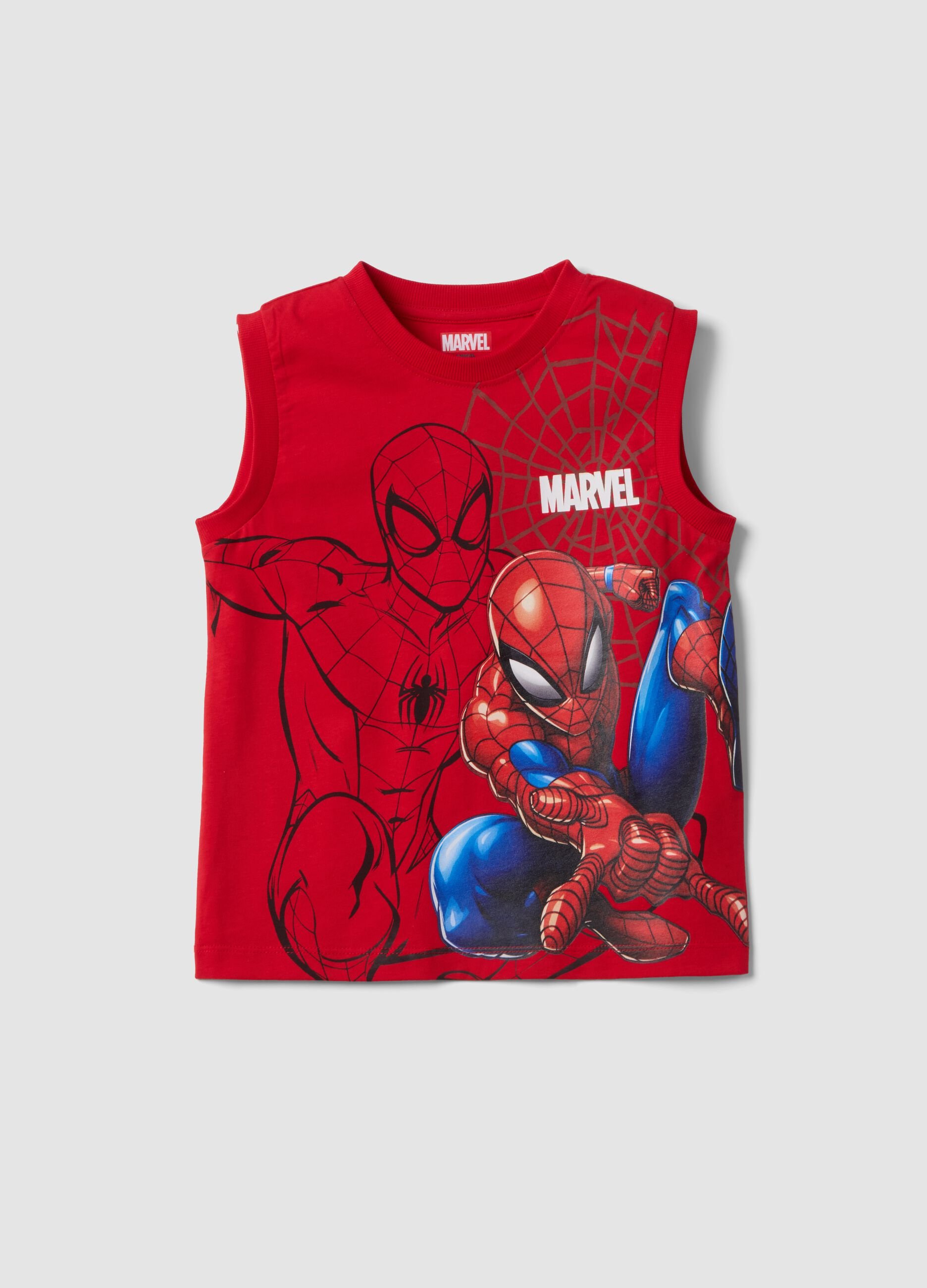 Red pure cotton Spider-Man vest top