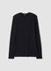 Schwarzes Rundhals-T-Shirt aus elastischem Modal- und Kaschmirmix, Regular Fit_0