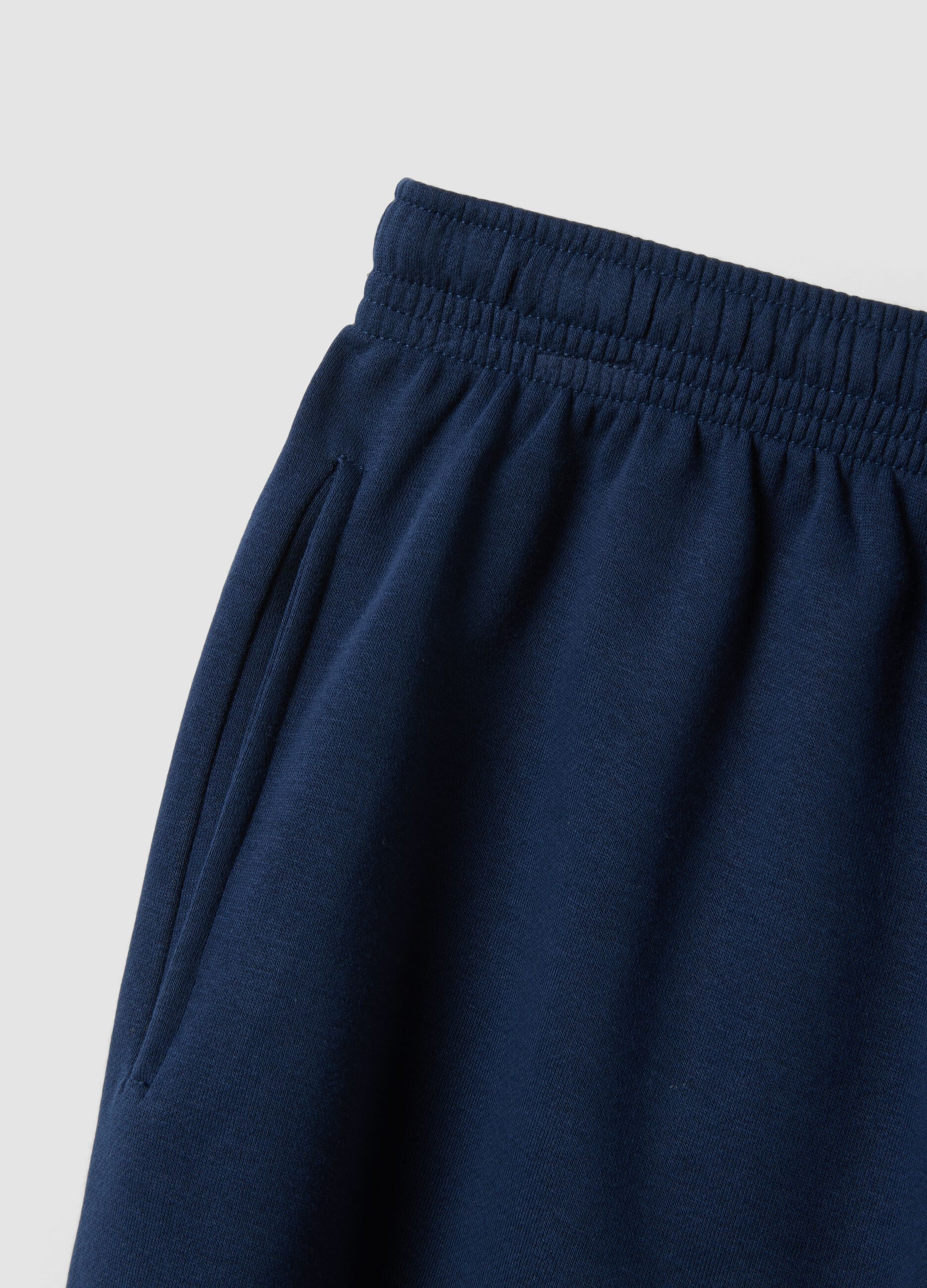 Blue cotton-blend shorts with elasticated waistband
