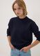 Blauer Rundhals-Pullover aus elastischer Wolle_2