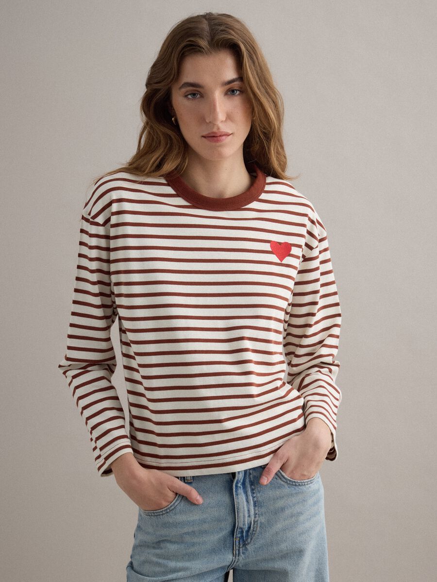 Multicolour Striped Pure Cotton Relaxed Fit Jumper with Heart_1