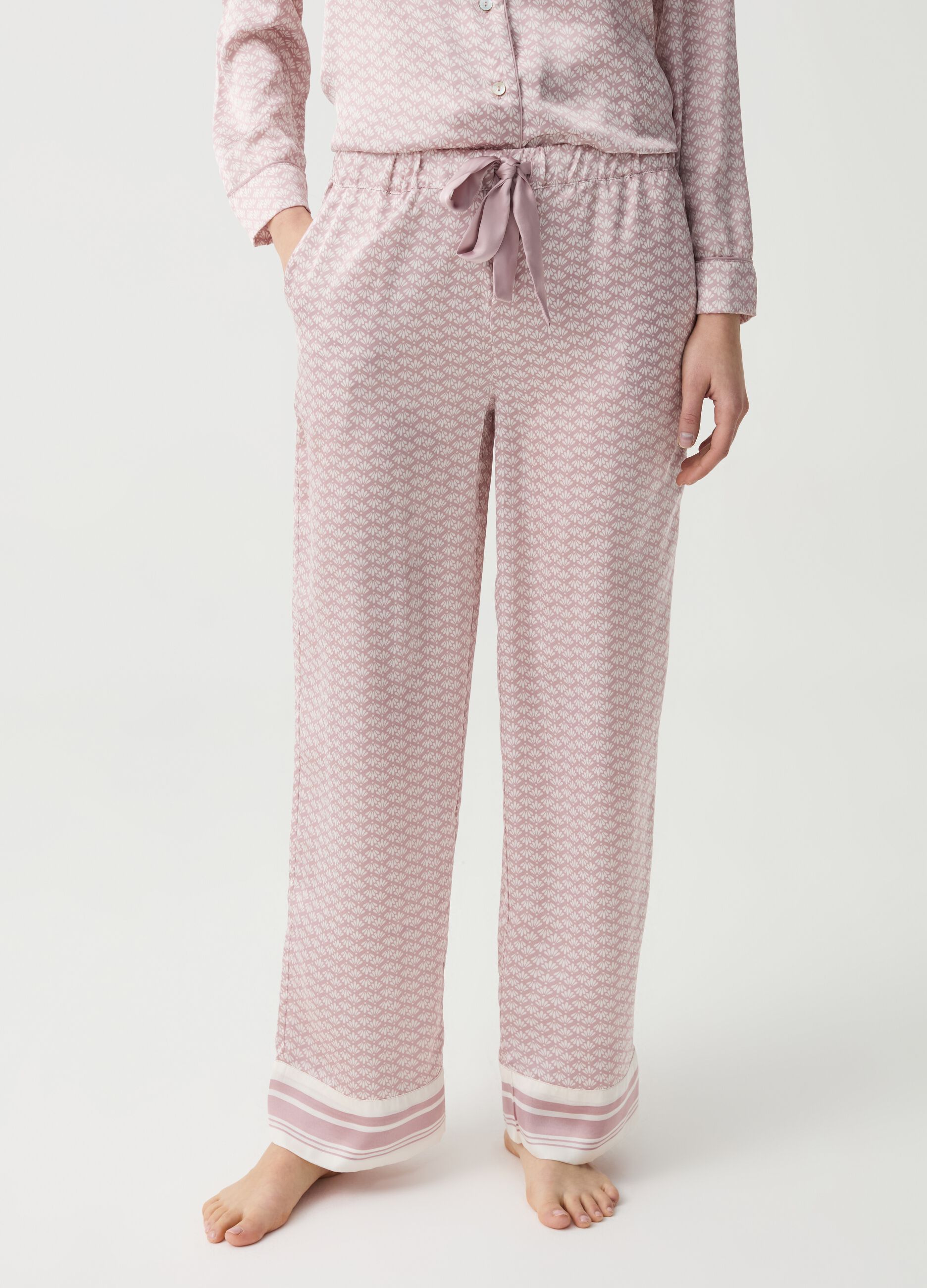 Pantalón pijama de satén estampado