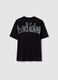 Black pure cotton oversize fit boys' t-shirt with print_4