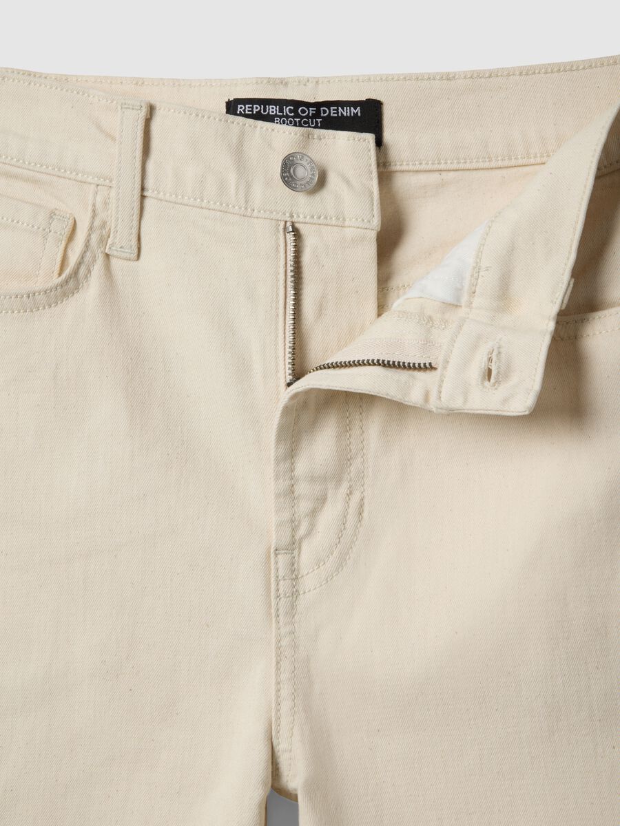 White Stretch Denim Cotton Bootcut Jeans_5