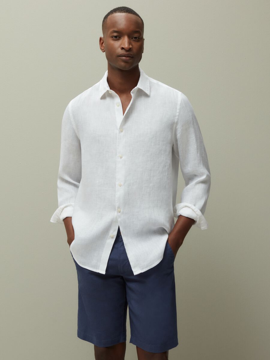 Bermuda chinos in linen and cotton_0