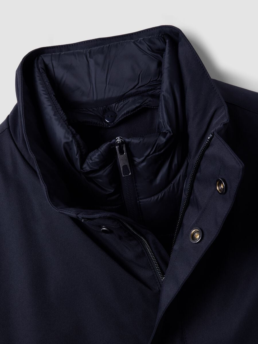 Blue padded regular-fit coat with high neck_1