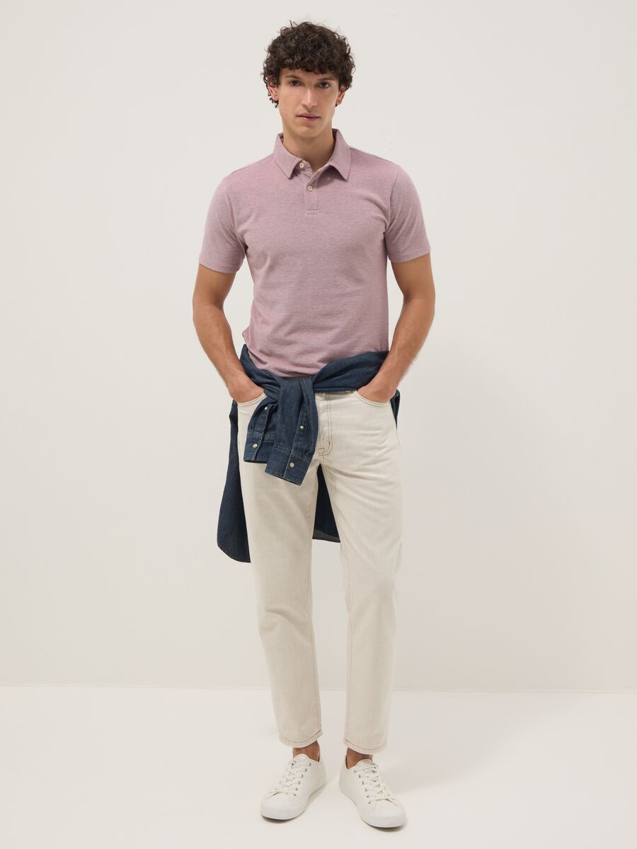 Beige Denim-Jeans aus reiner Baumwolle, Relaxed Fit_0