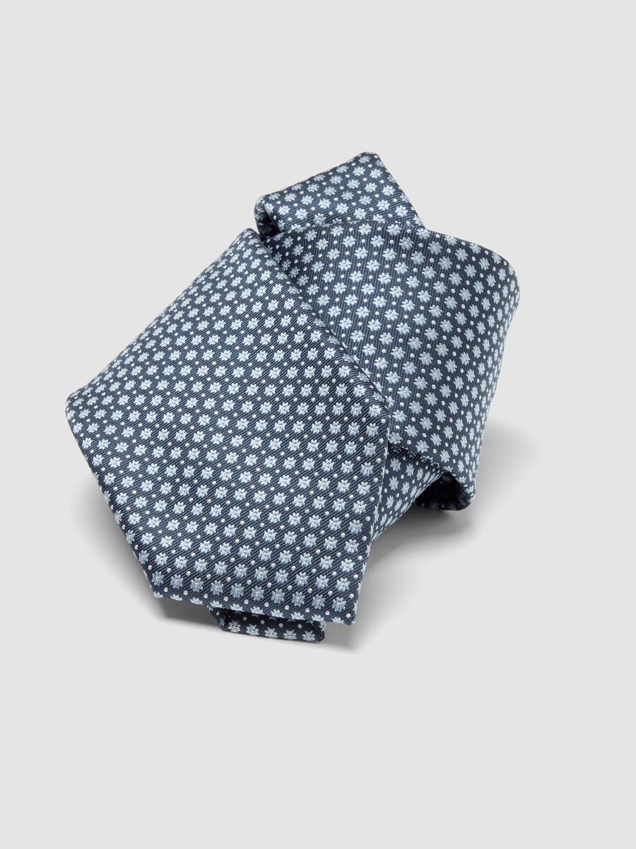 Blue tie with micro-pattern, 7.5 cm blade_2