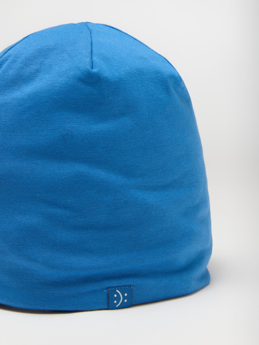 Children's blue stretch cotton hat with comfortable fit_2