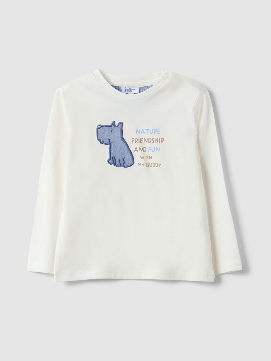 Kinder-Langarmshirt in Wei&szlig; aus reiner Baumwolle mit Druck_0