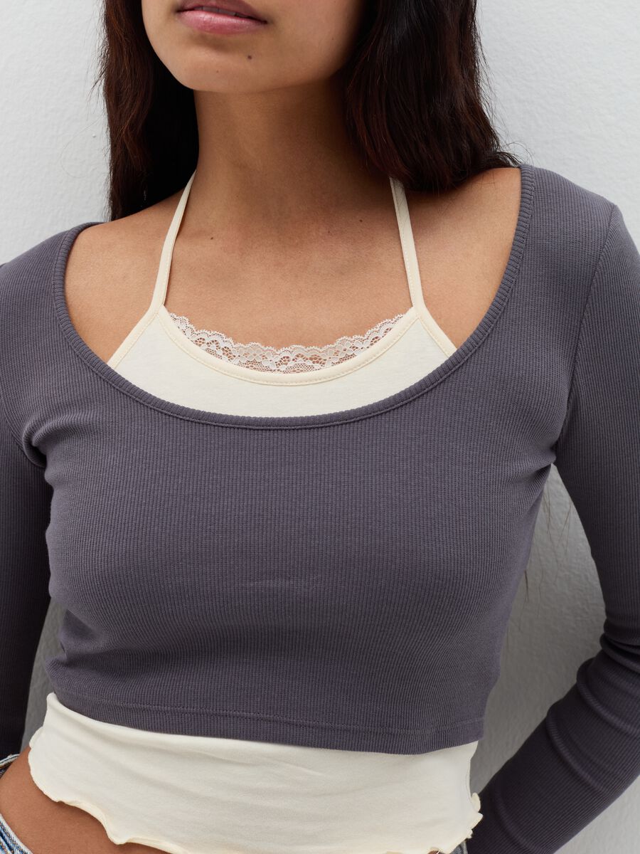 Crop T-shirt with internal vest_3