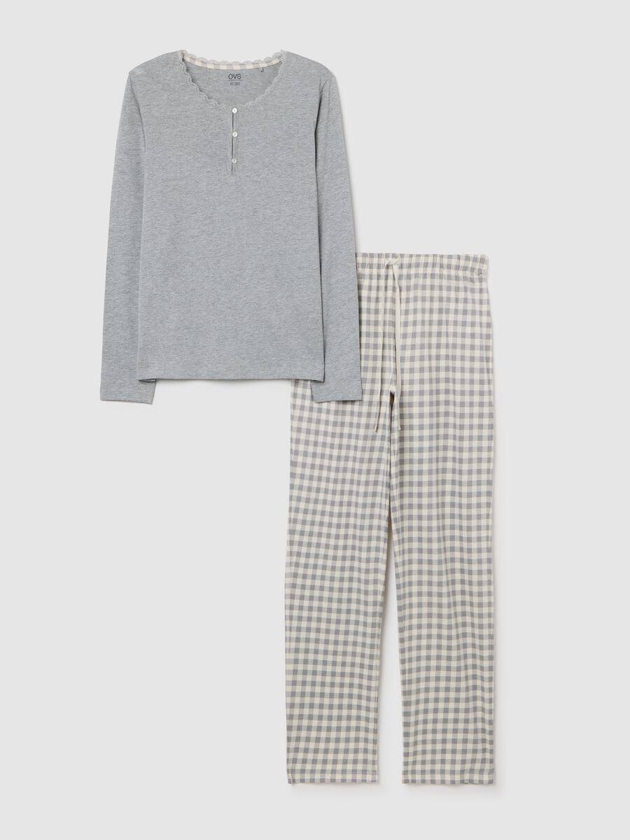 Grey cotton blend regular fit pyjamas_4