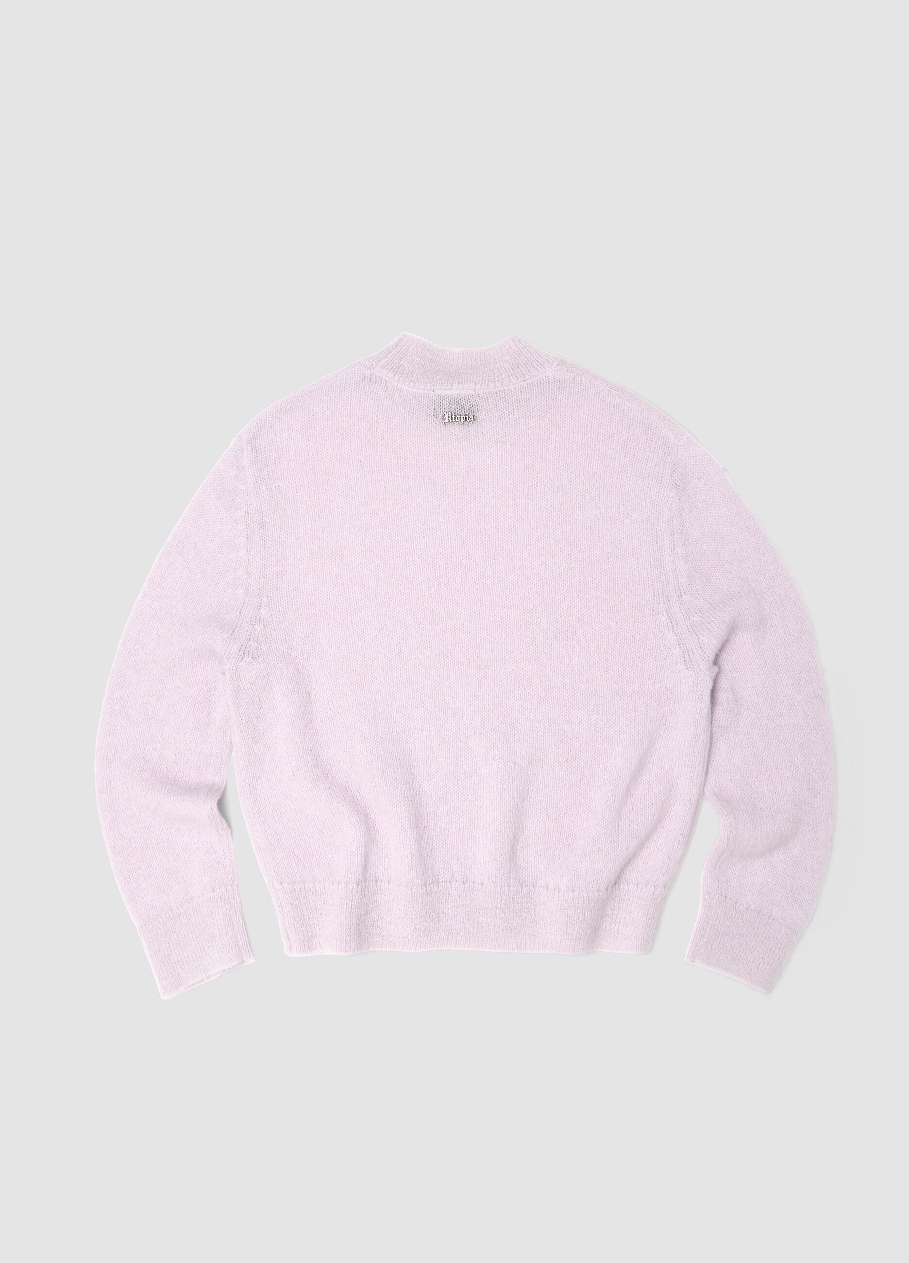 Mohair-Pullover mit Rundhalsausschnitt in Hellrosa