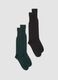 Two-pack of navy blue and teal knee-high socks in a cotton and cashmere blend_0