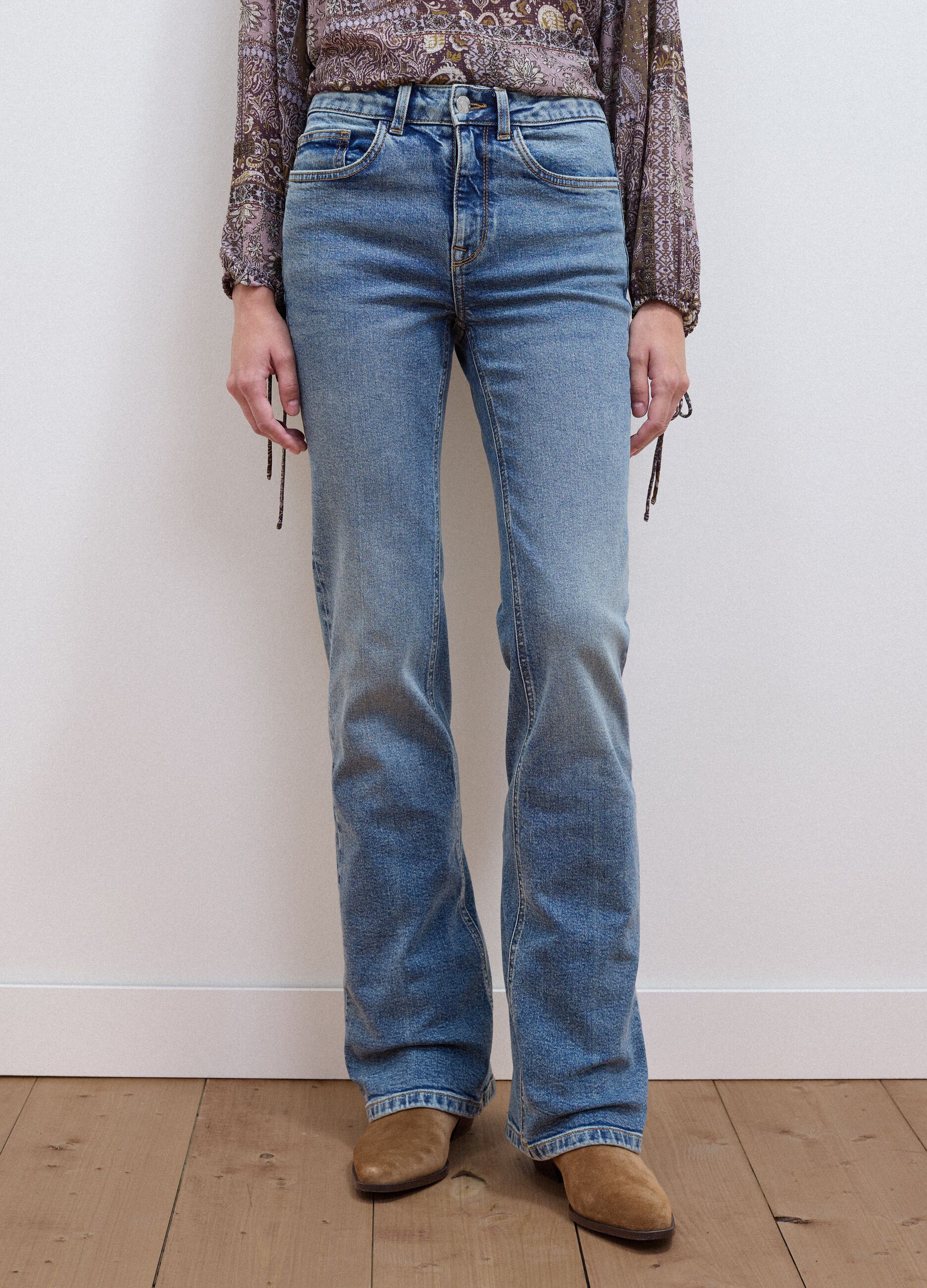 Light Blue Stretch Cotton Bootcut Jeans
