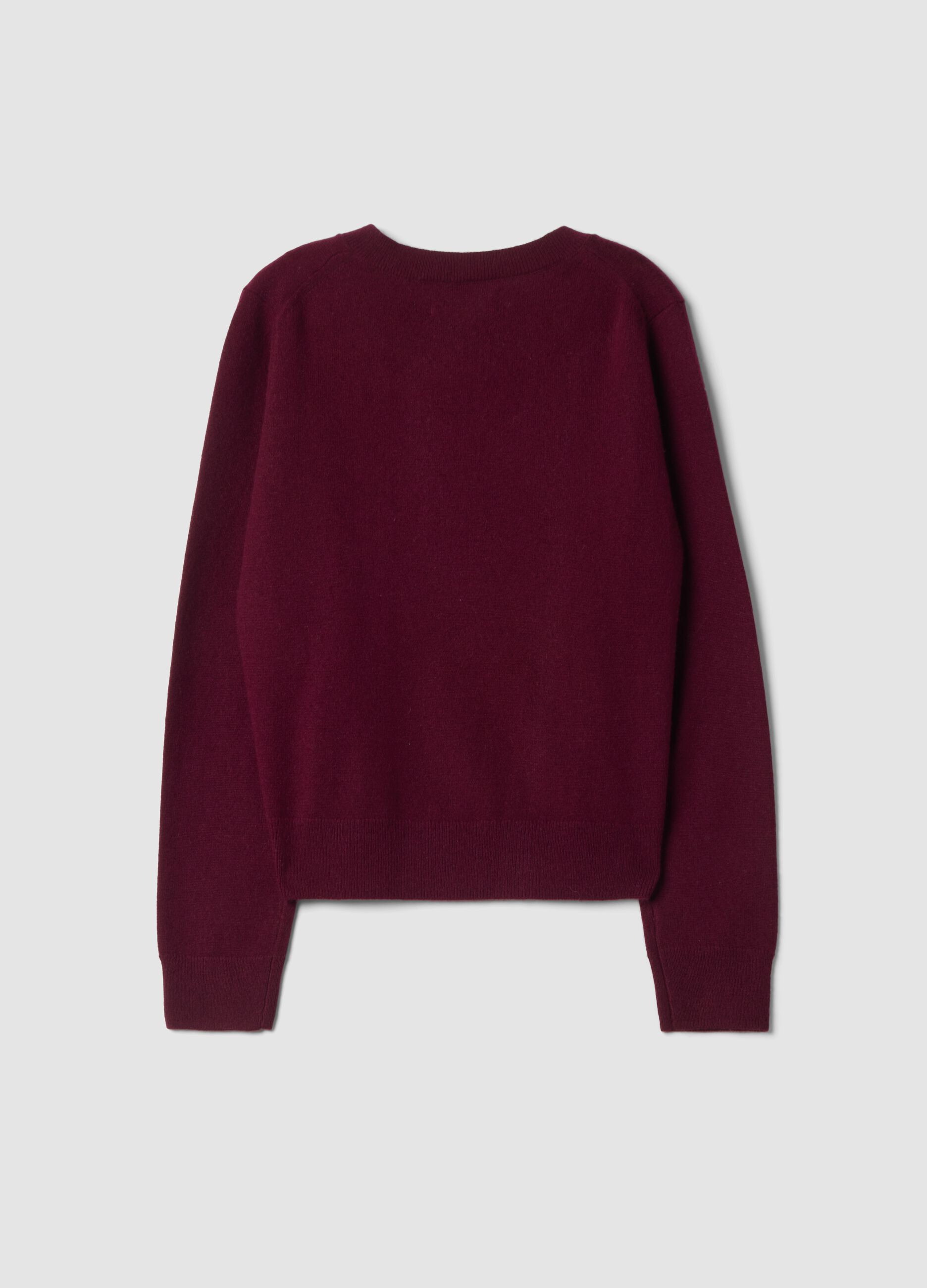 Roter Rundhals-Cardigan aus reinem Kaschmir