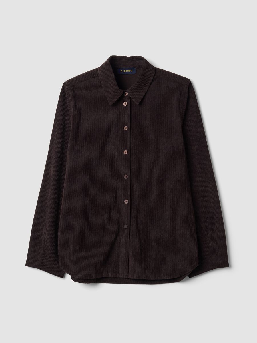 Brown ribbed regular-fit shacket_4