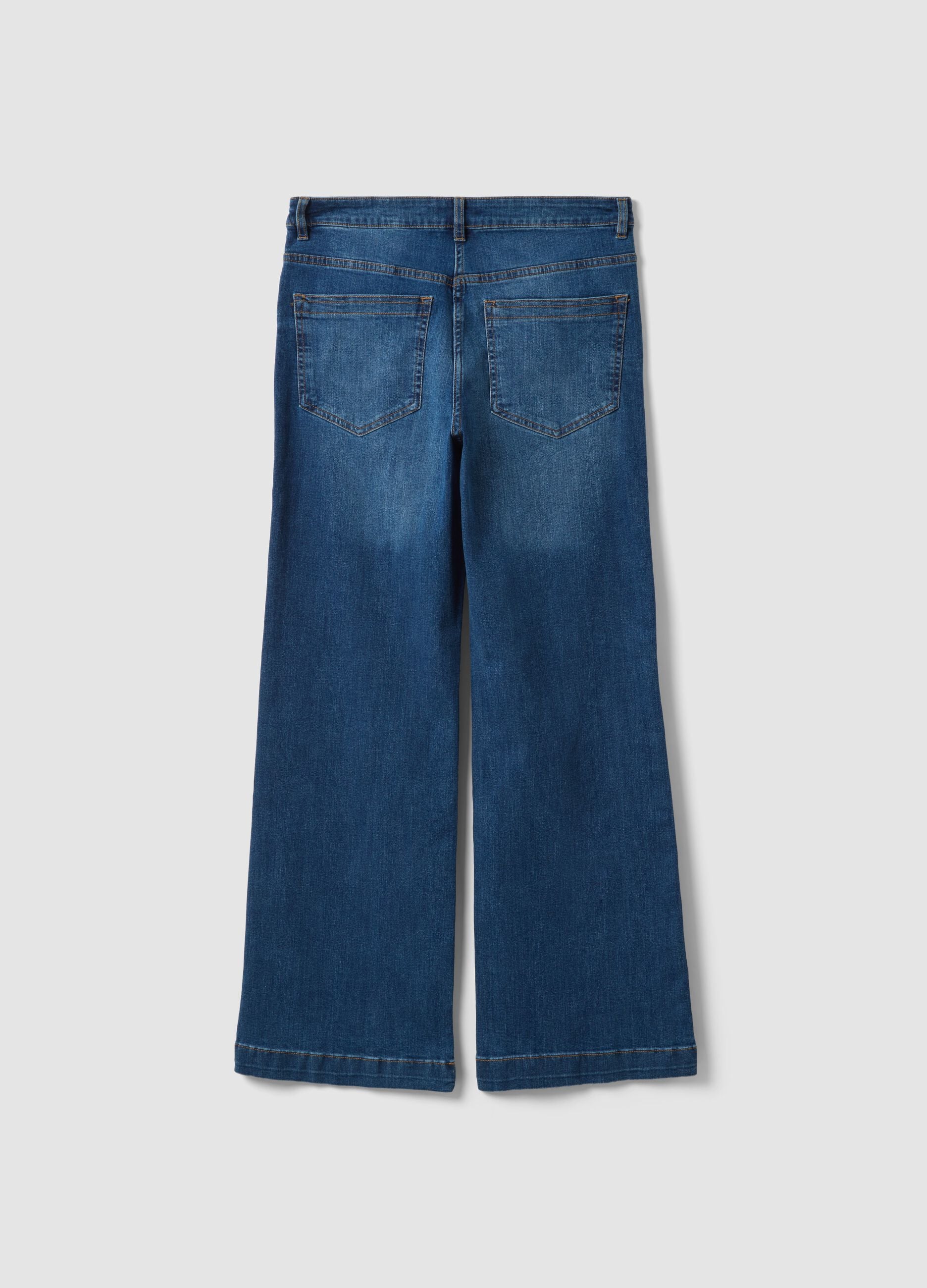 Blue bootcut stretch-cotton jeans