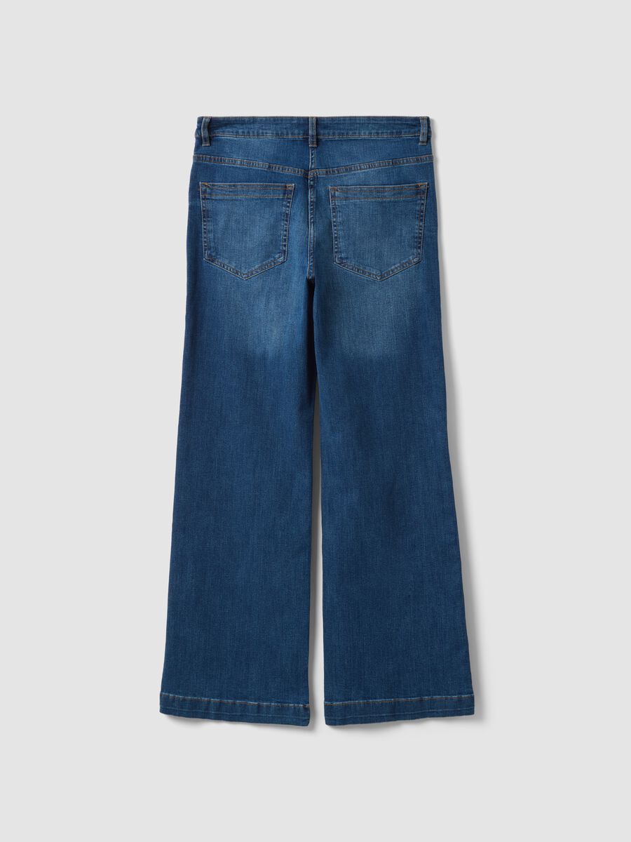 Blue bootcut stretch-cotton jeans_2