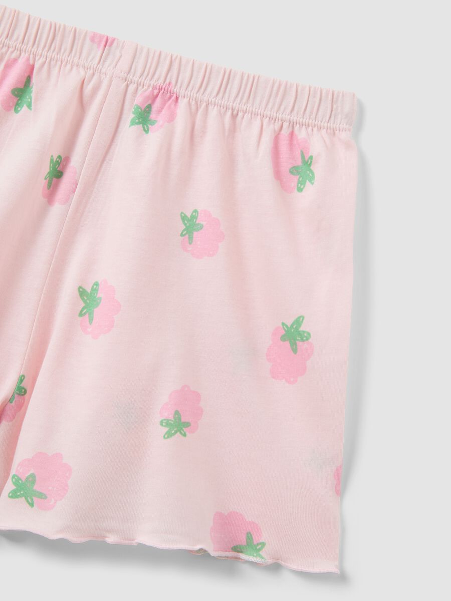 Girls' regular fit short pink cotton pyjamas with strawberries_3