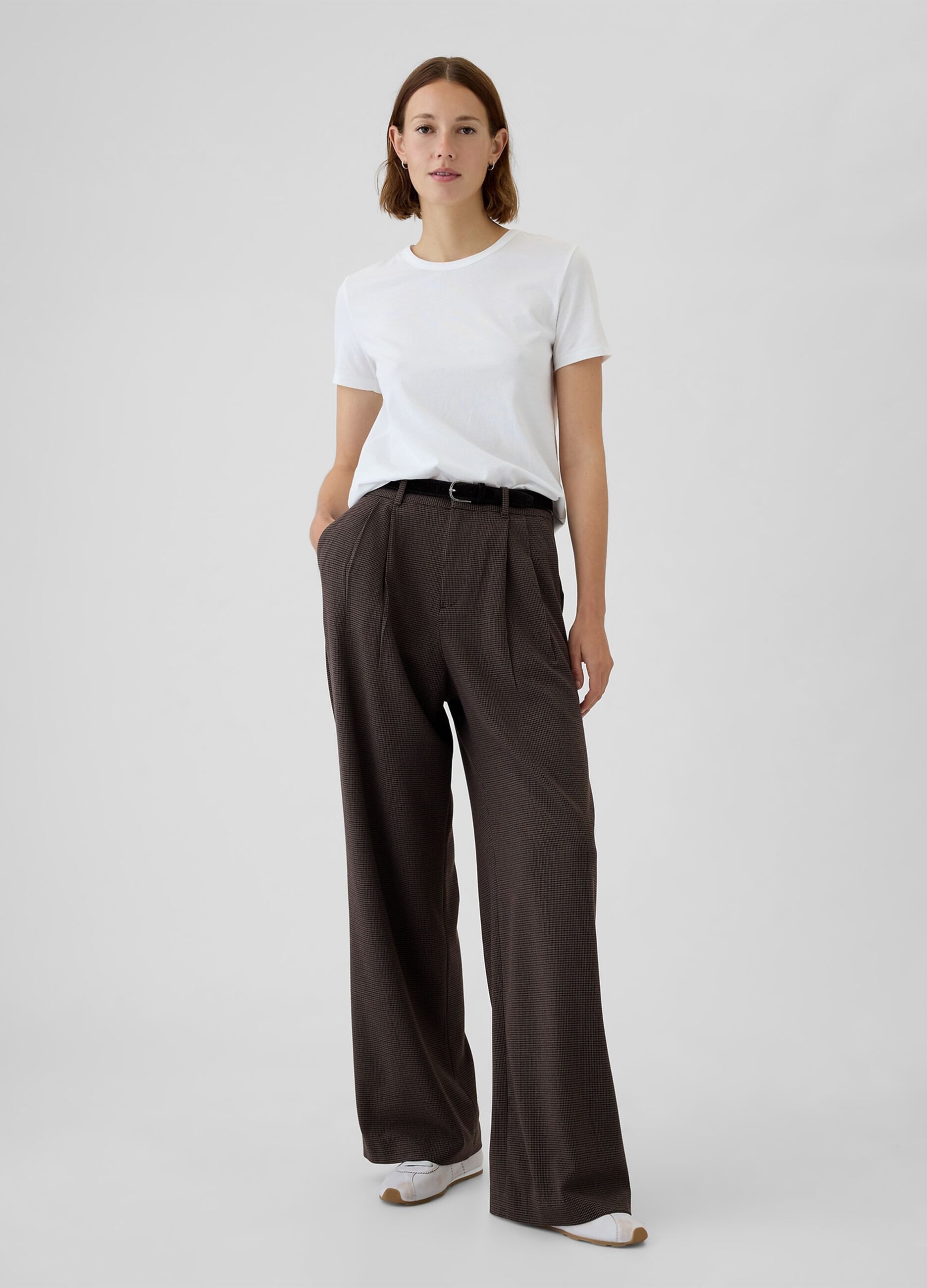 High-rise houndstooth trousers