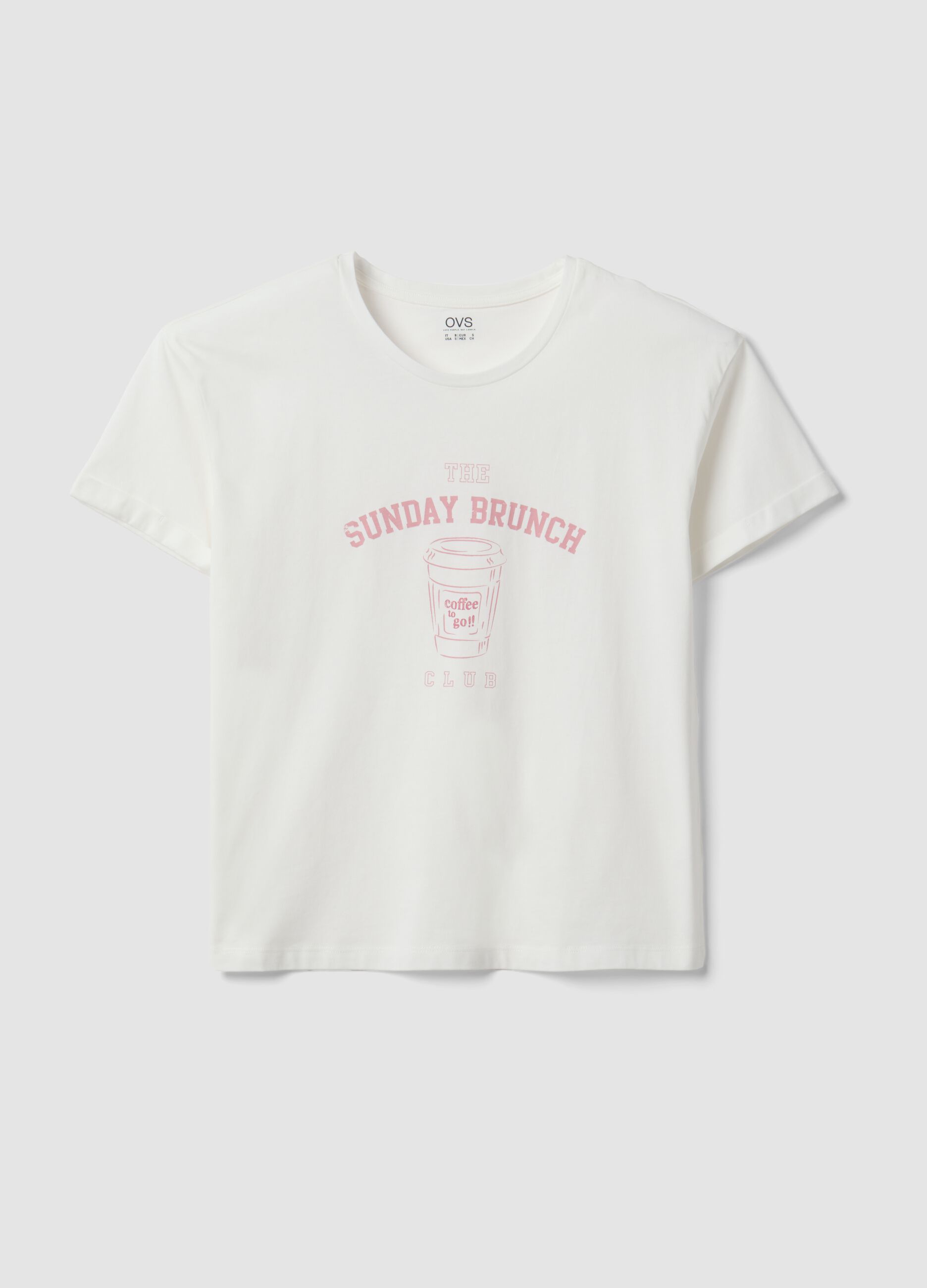 Wei&szlig;es Pyjama-T-Shirt aus Bio-Baumwolle mit Frontprint