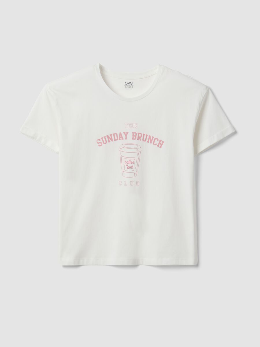 White organic cotton pyjama T-shirt with front slogan_4