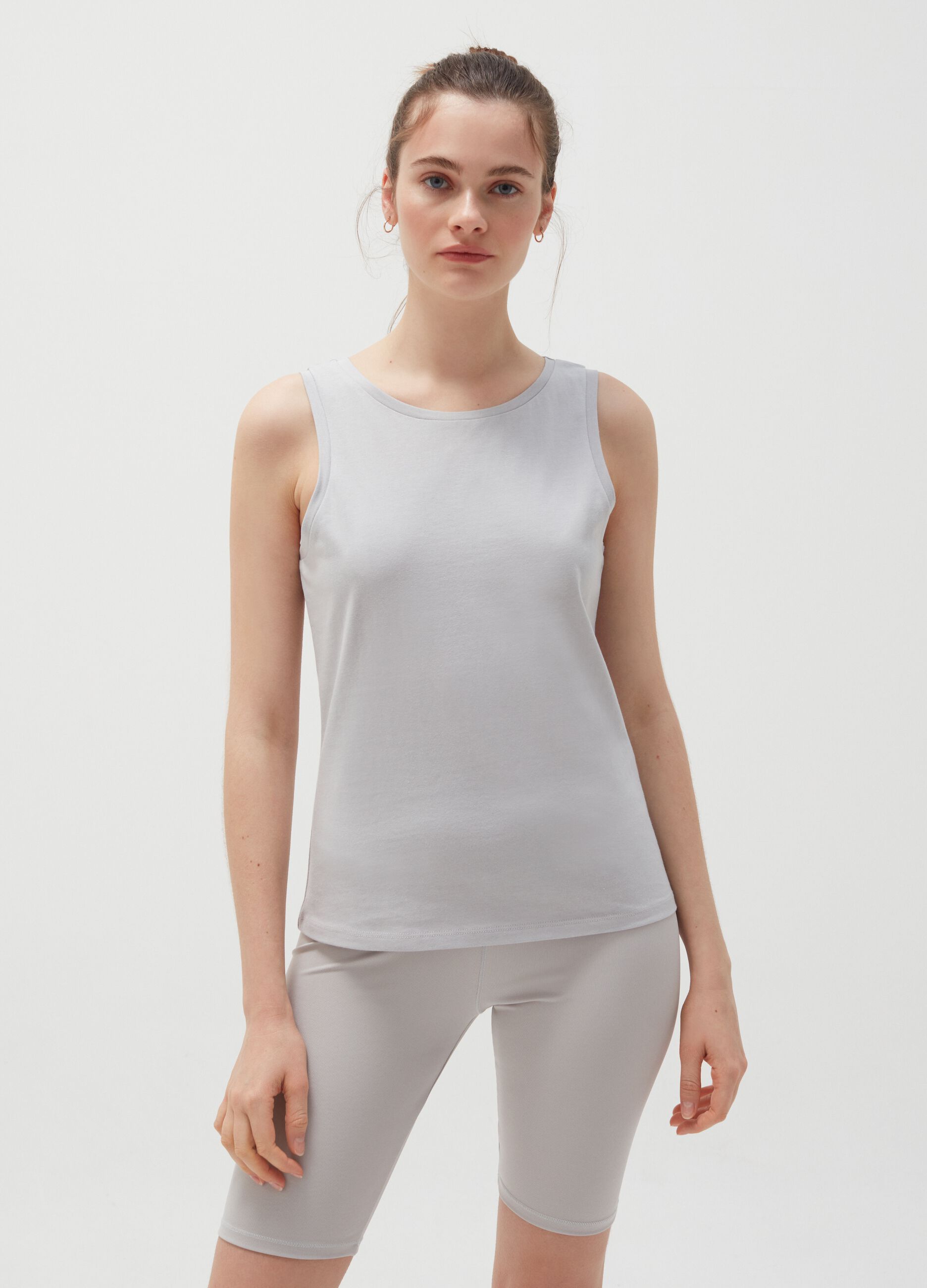 Tank top in stretch cotton.