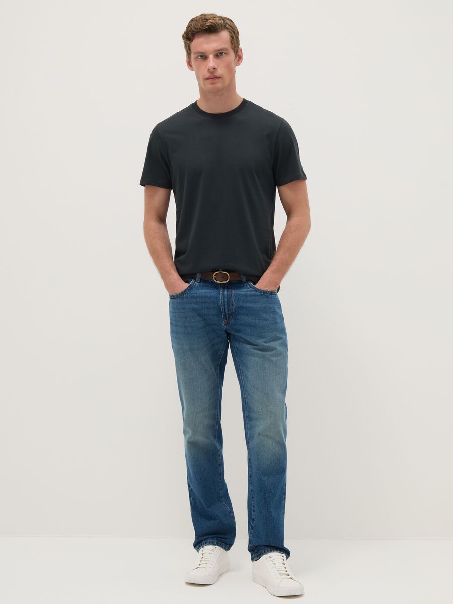 Black pure cotton regular fit t-shirt_1