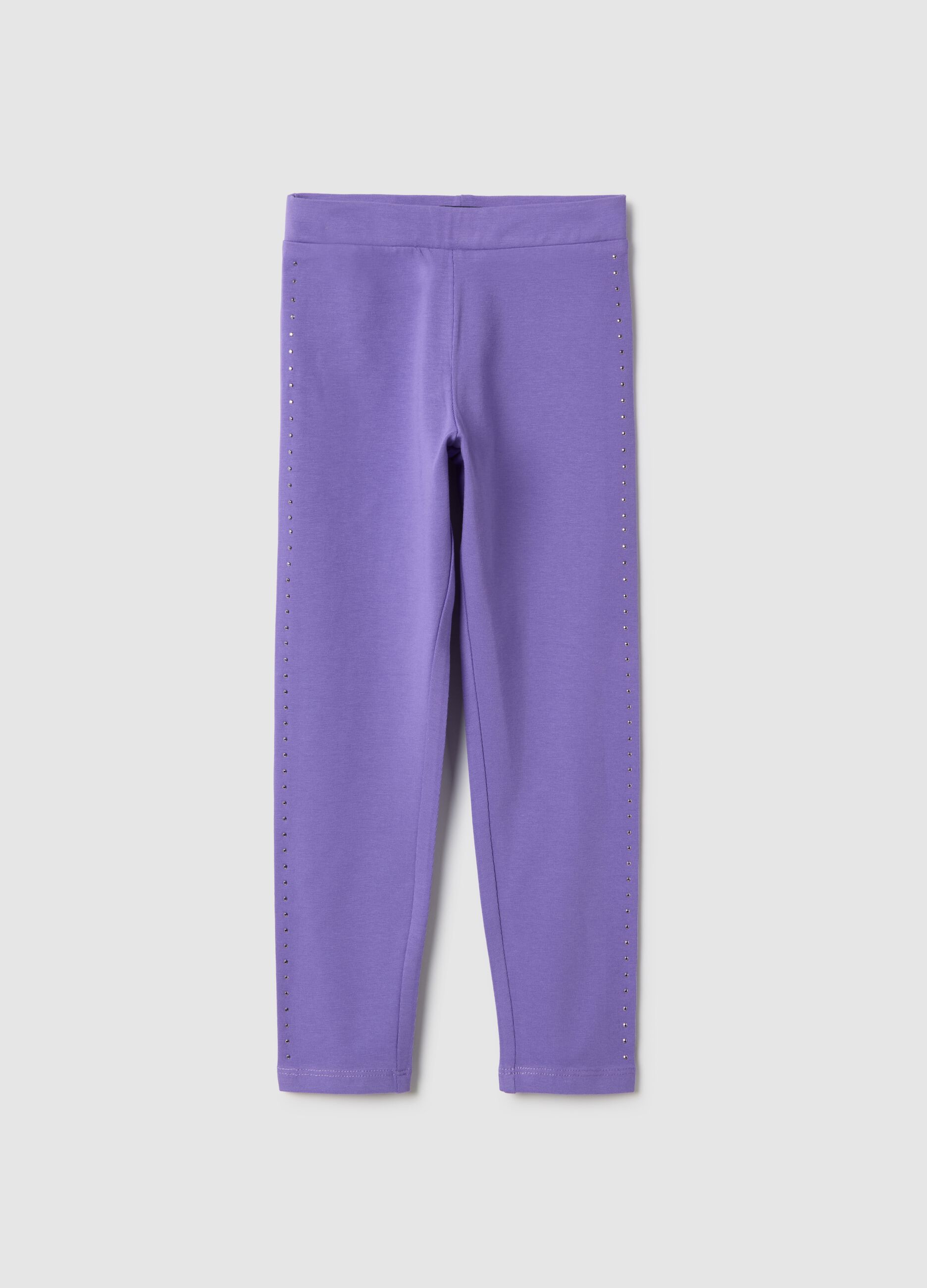 Leggings Slim Fit de Algod&atilde;o El&aacute;stico Roxo para Meninas